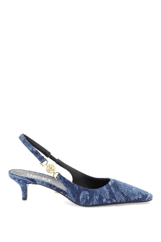 Ladies shoes with almond toes feel refined -Versace medusa '95 barocco slingback pumps