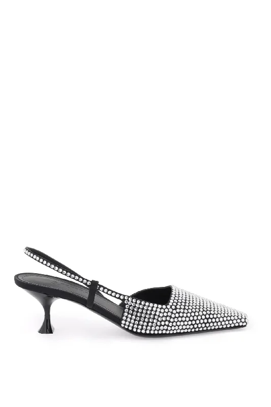 Ladies shoes featuring chenille textures are plush -3juin slingback pumps with crystals