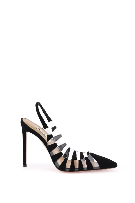 Ladies shoes featuring striped designs are fresh -hot rumor sling 105 pumps