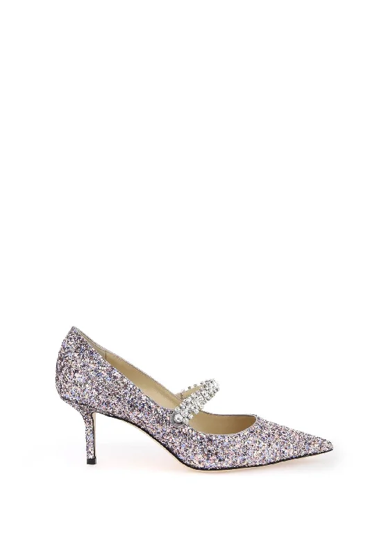 Ladies shoes with sturdy heels last long -Jimmy choo bing 65 pumps with glitter and crystals