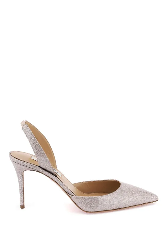 Ladies shoes for summer nights shimmer lightly -Aquazzura 'so nude' 85 slingback pumps