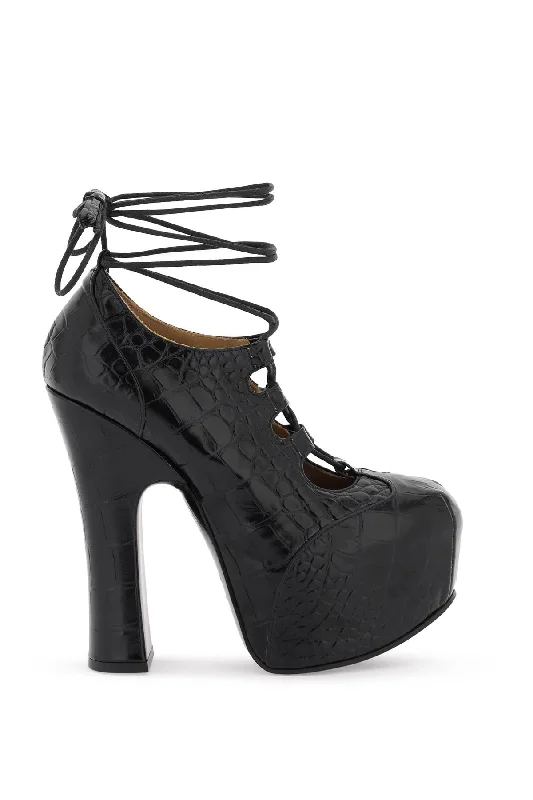 Ladies shoes with lace-up fronts are stylish -elevated ghillie' platform pumps