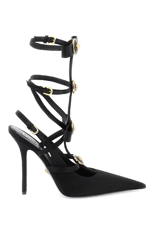 Ladies shoes with arch support ease pain -Versace slingback pumps with gianni ribbon bows