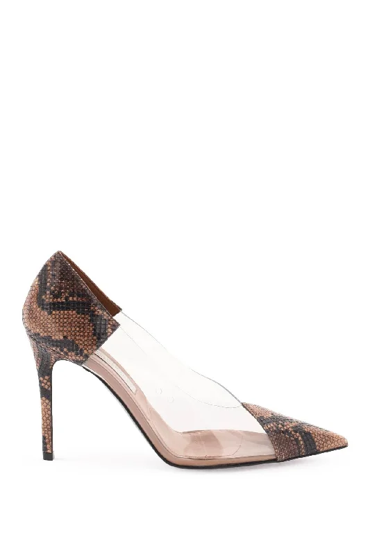 Ladies shoes for casual Fridays stay relaxed -python print transparent pumps