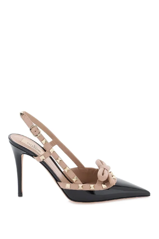 Ladies shoes featuring perforated designs stay cool -Valentino garavani rockstud bow slingback pumps