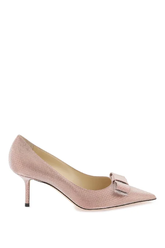 Ladies shoes featuring suede textures feel plush -love 65' pumps with bow