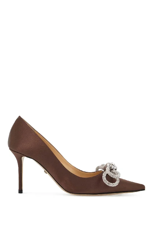 Ladies shoes with padded heels feel soft -crystal-studded double bow pumps