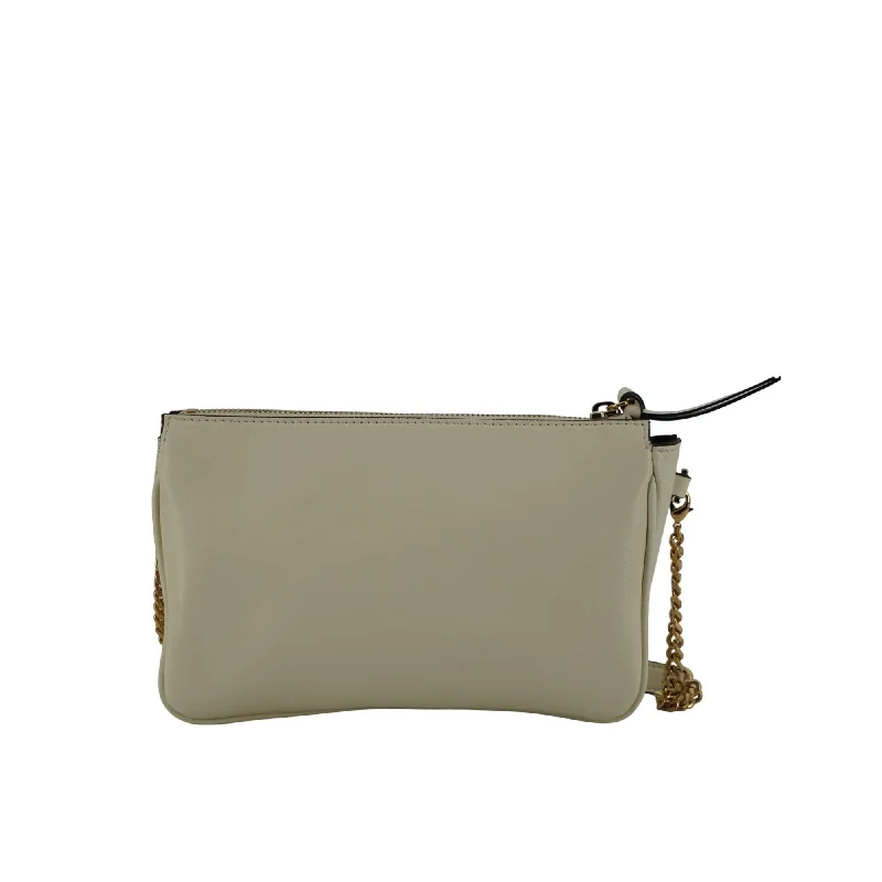 Handle bags with holiday themes for festivities -Versace Elegant White Lamb Leather Crossbody Women's Pouch