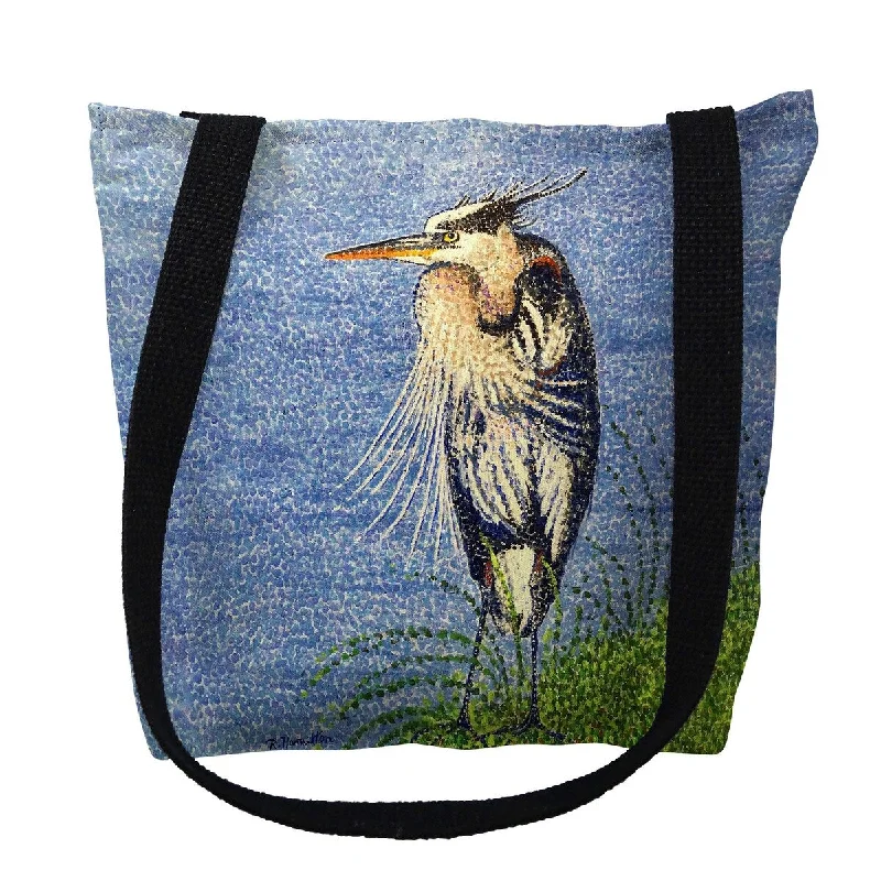 Handle bags with inner compartments for essentials -Windy Blue Heron Small Tote Bag 13x13