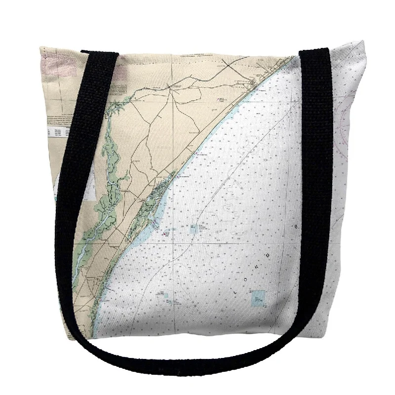 Handle bags with drawstring accents for style -Pawleys Island, SC Nautical Map Medium Tote Bag 16x16 - 16 inches x 16 inches