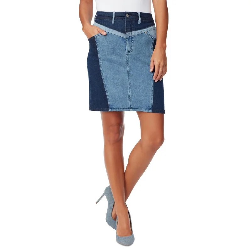 Soft skirts with plush cotton lining -Gloria Vanderbilt Womens Patchwork Denim Denim Skirt