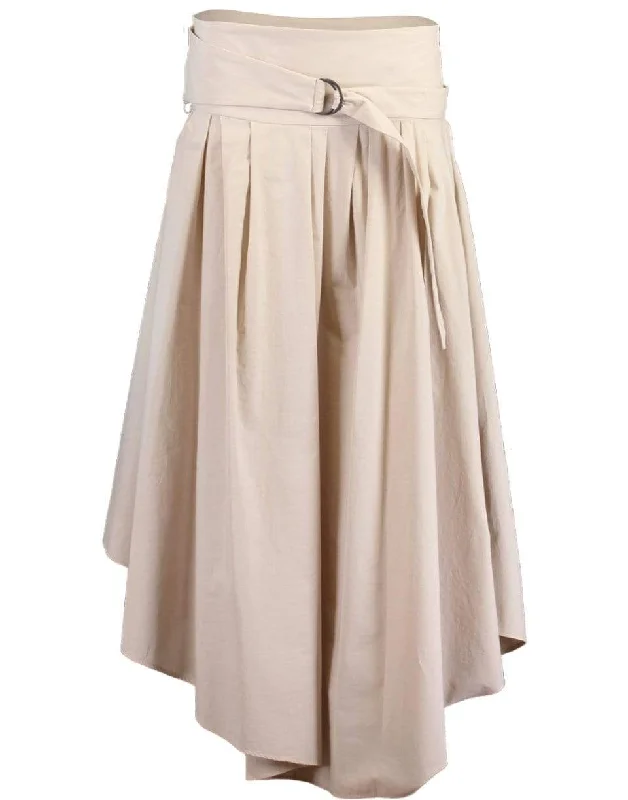 Flowy skirts for relaxed vacation wear -Cotton Poplin Asymmetric Midi Skirt