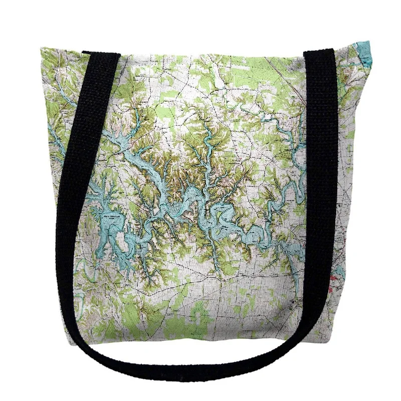 Designer handle bags with luxury logo detailing -Tims Ford Lake, TN Nautical Map Medium Tote Bag 16x16 - 16 inches x 16 inches