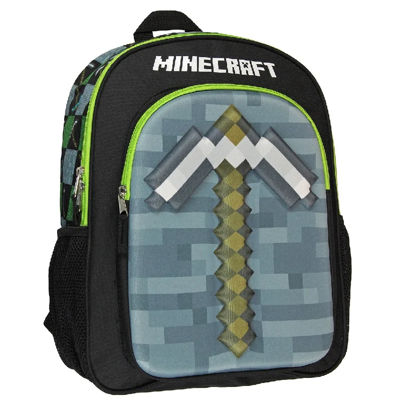 Handle bags with tropical prints for summer -Minecraft Backpack 16" 3D Molded Pickaxe Bag - One Size