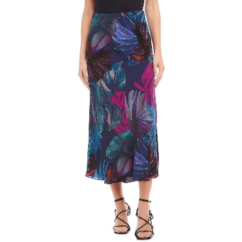 Trendy leather skirts for edgy modern looks -Karen Kane Womens Long Printed Midi Skirt