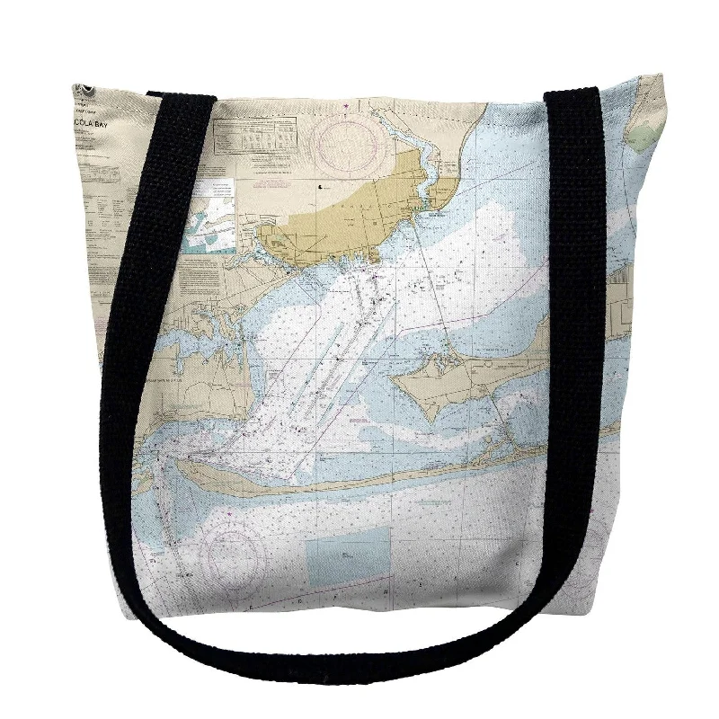 Canvas handle bags perfect for casual outings -Pensacola Bay, FL Nautical Map Medium Tote Bag 16x16 - 16 inches x 16 inches