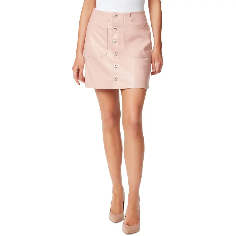 Ethnic Dresses with Tribal Design -Jessica Simpson Womens Bianca Faux Leather Mini Mini Skirt