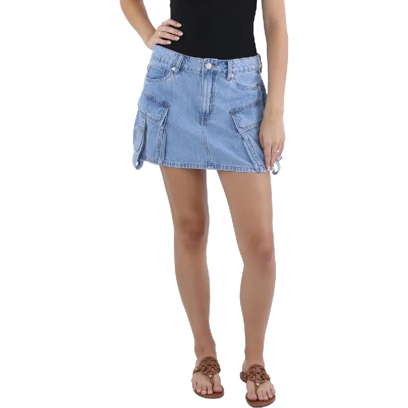 Stretch skirts for curvy figure flattery -[BLANKNYC] Womens Mini Short Denim Skirt