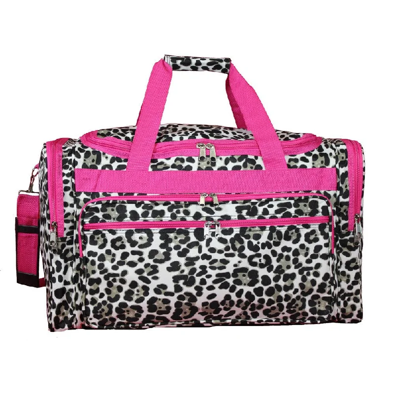 Handle bags with striped canvas for beach -World Traveler Pink Trim Cheetah 22-inch Lightweight Duffle Bag