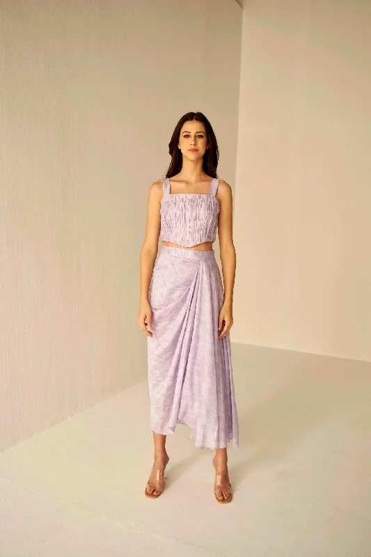 Designer skirts for luxury fashion flair -Lilac- Shibori Bustier And Skirt Set