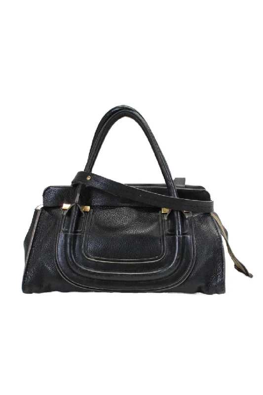 Handle bags with sleek leather for work -Chloe Womens Black Leather Zip Top Handle Everston Bag Handbag