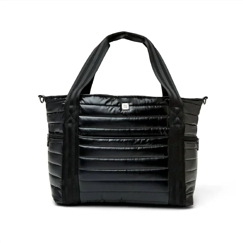 Quilted handle bags with stylish textured finish -Women's Jetset Wingman Bag In Pearl Black