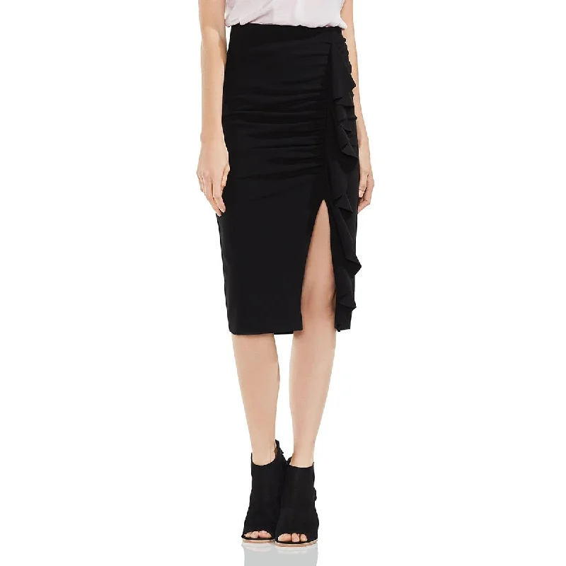 Shift Dresses for Simple Look -Vince Camuto Womens Ruffled Below Knee Pencil Skirt