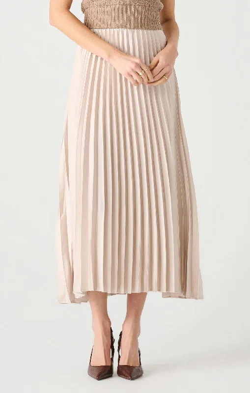 Nylon Dresses for Stretchable -Pull On Pleated Maxi Skirt