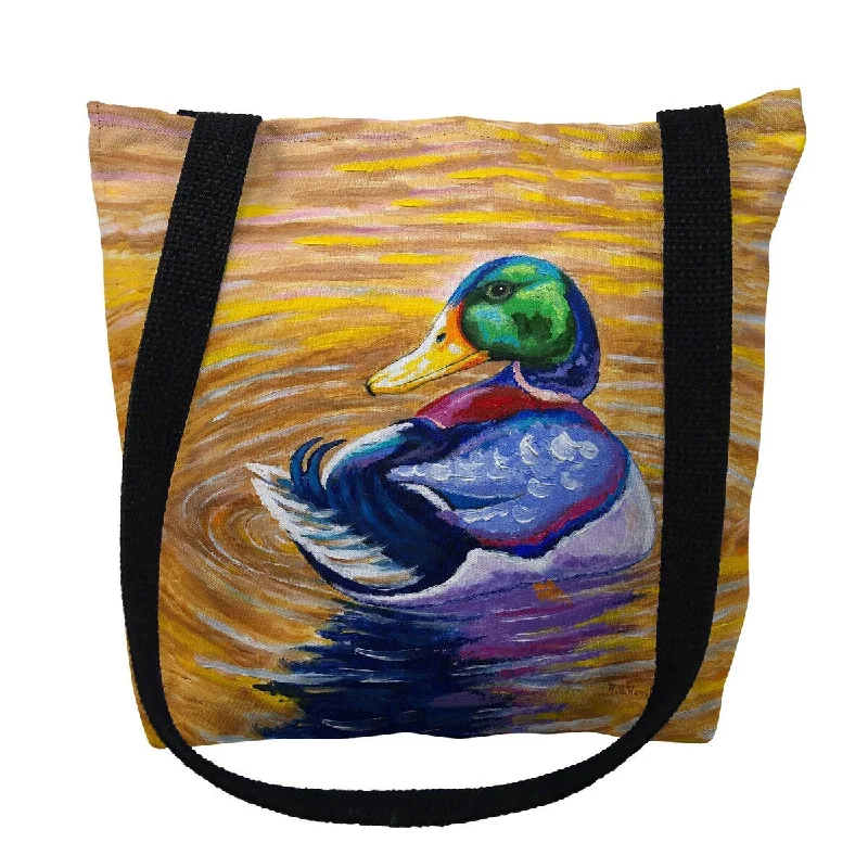 Handle bags with sturdy leather grip accents -Duck Looking Small Tote Bag 13x13