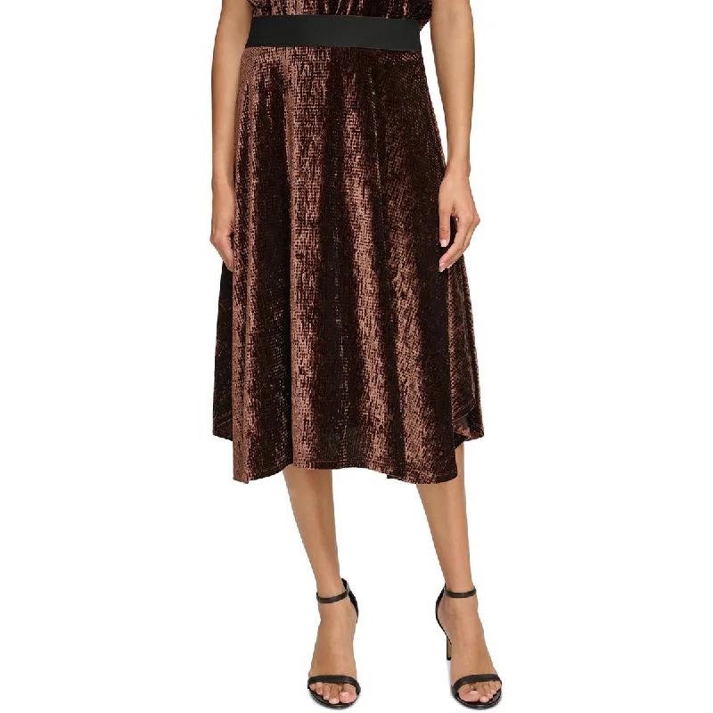 Elastic Dresses for Fit -Calvin Klein Womens Velvet Long A-Line Skirt