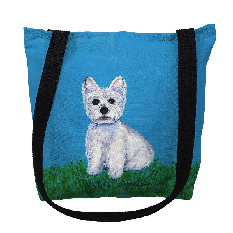 Handle bags with sleek hardware for sophistication -Westie Small Tote Bag 13x13