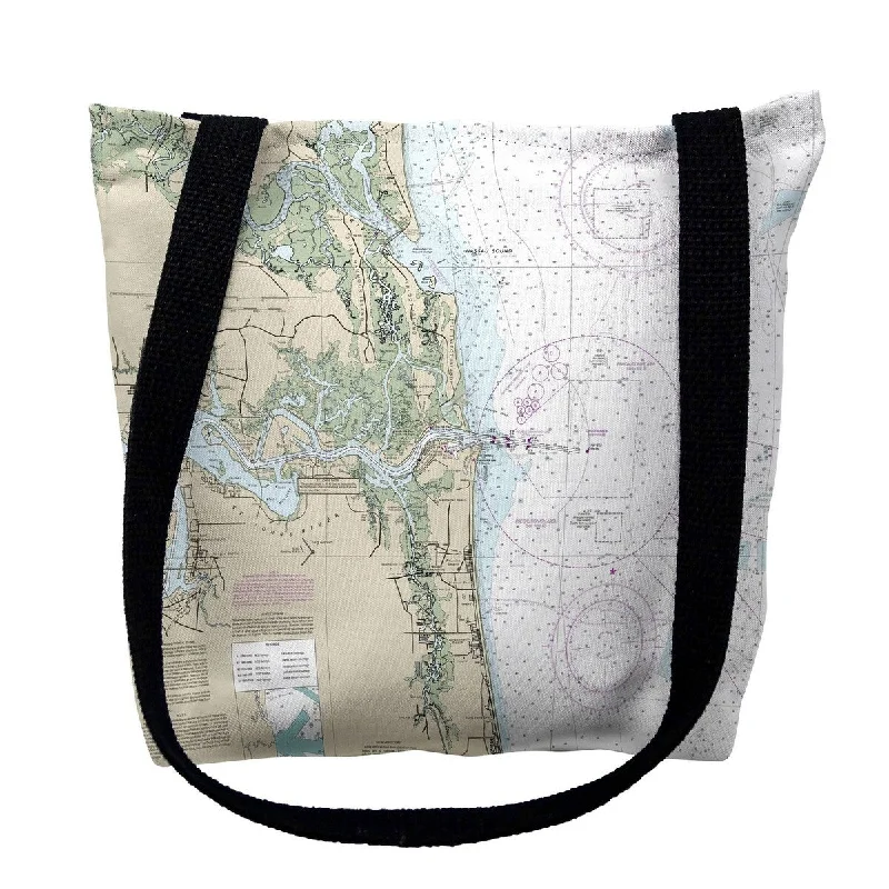 Handle bags with woven fabric for texture -Jacksonville, FL Nautical Map Medium Tote Bag 16x16 - 16 inches x 16 inches