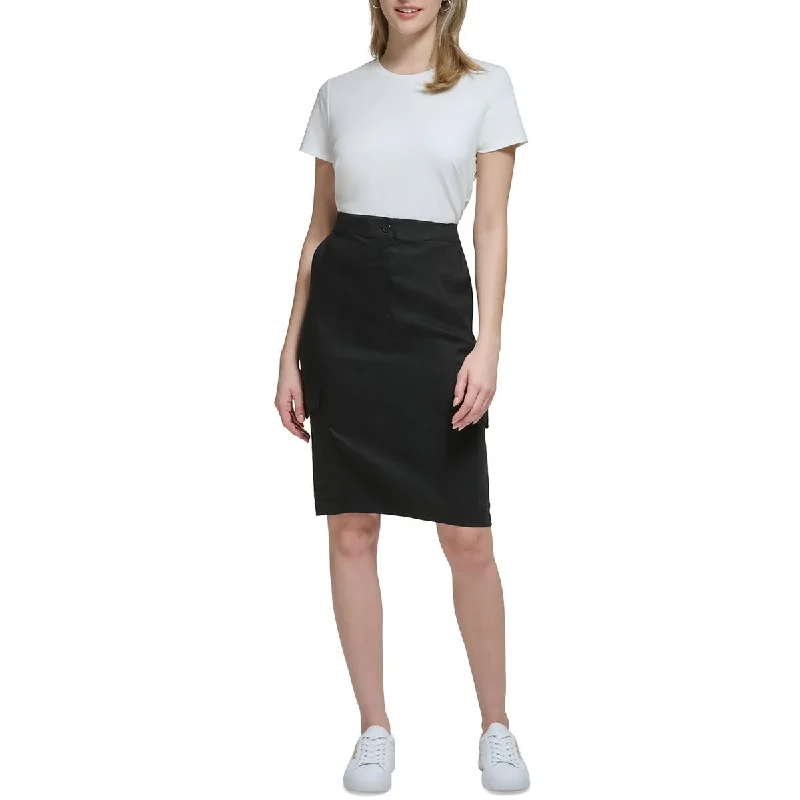 Trendy leather skirts for edgy modern looks -Calvin Klein Womens Linen Knee Length Midi Skirt