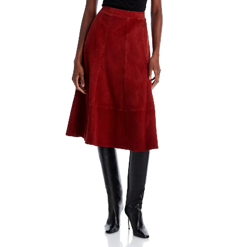 Patterned midi skirts for eye-catching style -Kobi Halperin Womens Amanda Suede A-Line Midi Skirt