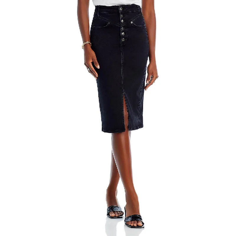 Formal Dresses for Occasions -Veronica Beard Womens Herron Denim Button Closure Midi Skirt