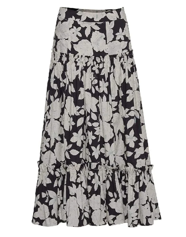 Vintage skirts for retro-inspired fashion vibes -Black Floral Tisbury Skirt