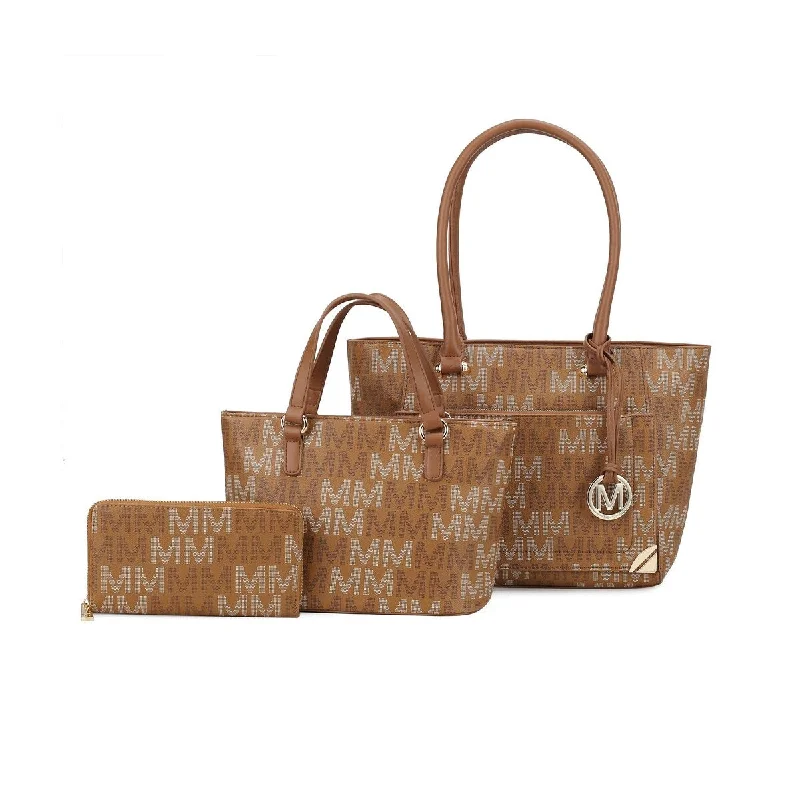 Handle bags with sleek hardware for sophistication -Lady Ii Signature Tote Bag And Set