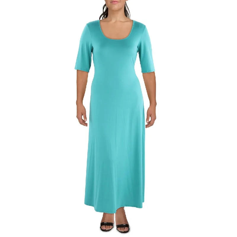 Maximalist Dresses for Bling -24seven Comfort Apparel Womens Plus Scoop Neck Comfy Maxi Dress