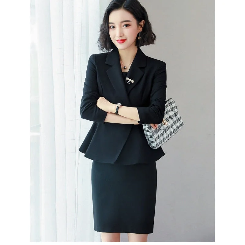 Durable skirts for active lifestyle needs -Women's Formal Office Wear Business Suits with Jacket and Skirt