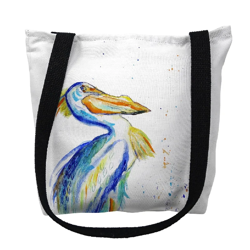 Handle bags with metallic finishes for shine -Watercolor Pelican Small Tote Bag 13x13