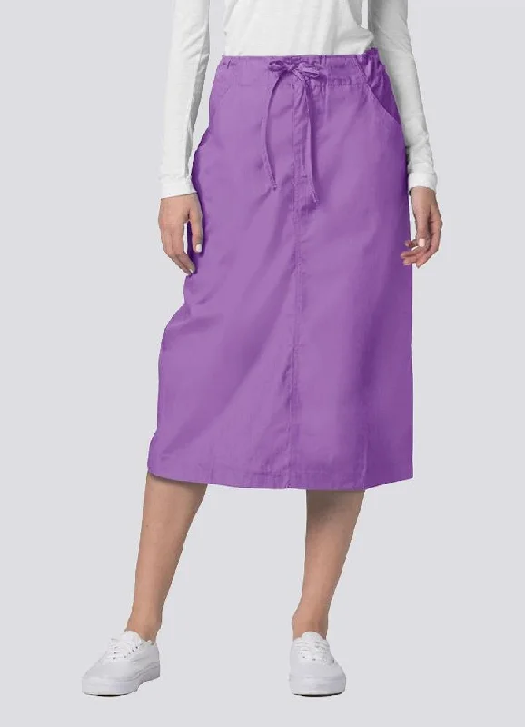 Pleated skirts with delicate pastel tones -Mid-Calf Length Drawstring Skirt by Adar 6-24 / LAVENDER