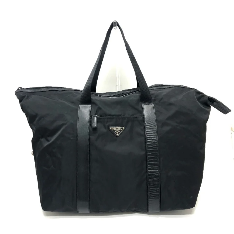 Handle bags with bohemian tassel embellishments -Prada  Nylon Leather Boston Bag Tote Bag (Pre-Owned)