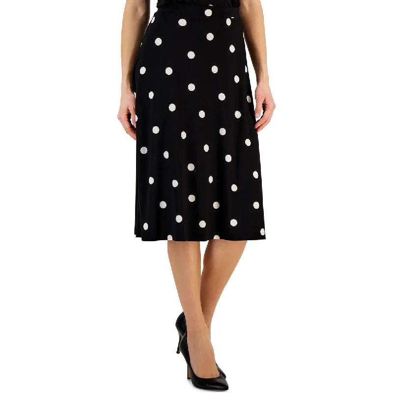 Classic black maxi skirts for versatility -Kasper Womens Petites Printed Below Knee Midi Skirt