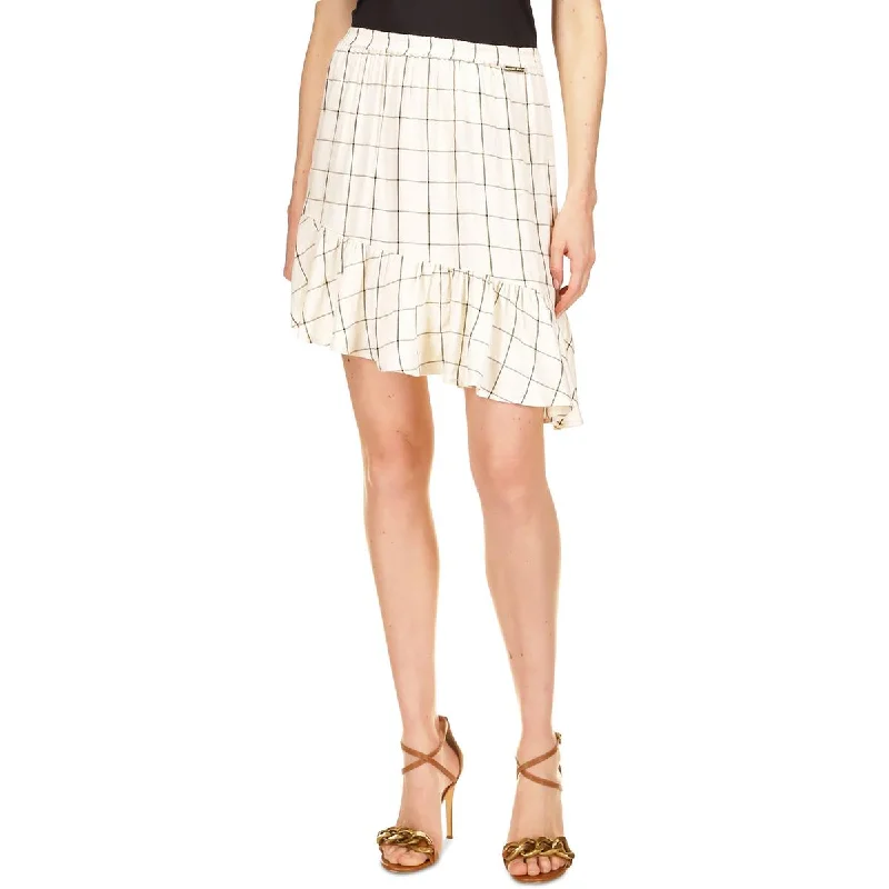 Punk Dresses with Spikes -MICHAEL Michael Kors Womens Metallic Above Knee Asymmetrical Skirt