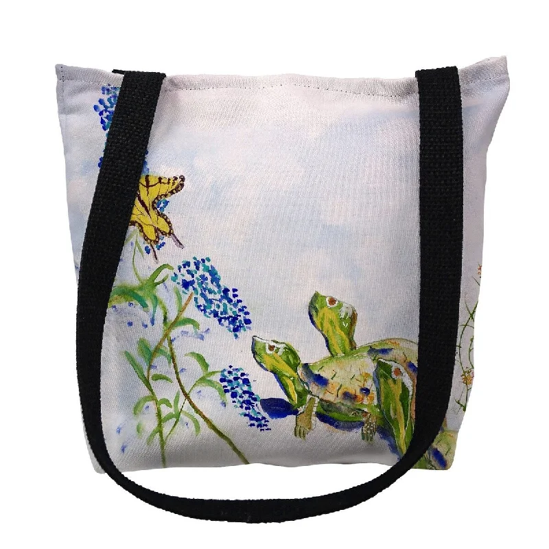 Handle bags with monogram designs for personalization -Turtles & ButterFly Small Tote Bag 13x13