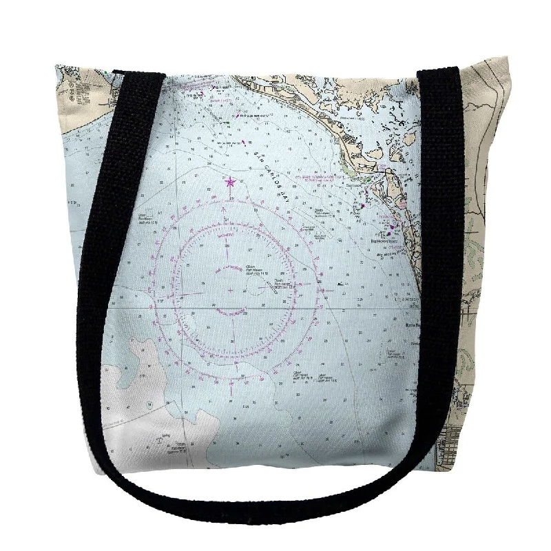 Handle bags with sturdy bases for stability -Estero Bay, Bonita Springs, FL Nautical Map Medium Tote Bag 16x16 - 16 inches x 16 inches