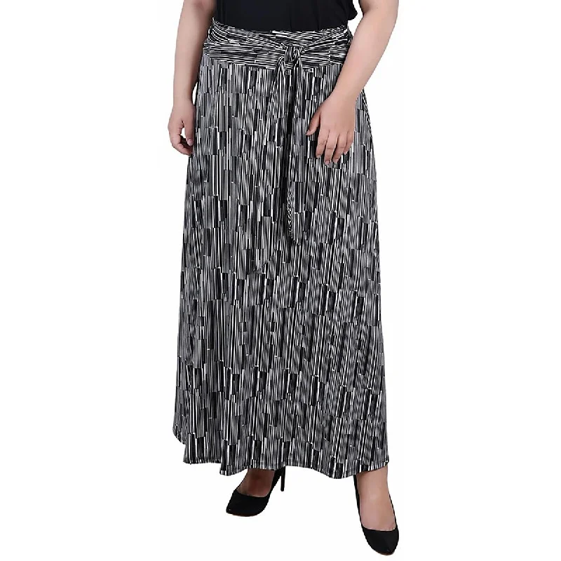 Retro Dresses for Throwback -NY Collection Womens Plus Printed Tie Waist Maxi Skirt