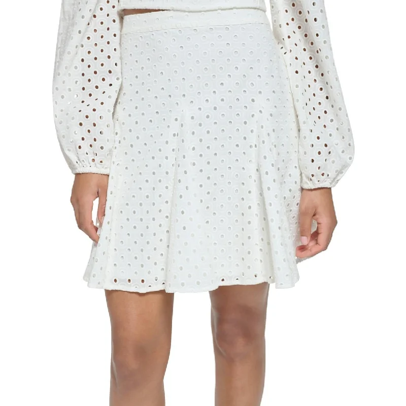 Wrap skirts for adjustable stylish fit -Karl Lagerfeld Paris Womens A-Line Eyelet Mini Skirt