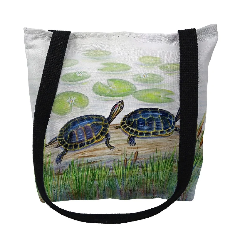 Handle bags with soft leather for luxury -Two Turtles Small Tote Bag 13x13