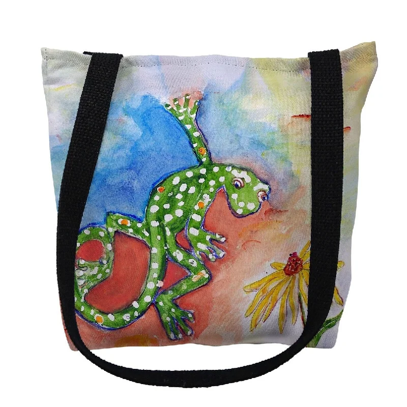 Handle bags with bright florals for cheer -Gecko Small Tote Bag 13x13